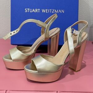 Stuart Weitzman Metallic Gold Platform Heels